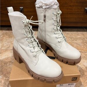 Dirty Laundry Off-White Lace-Up Boots